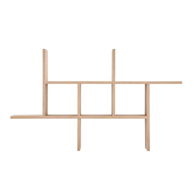 Danya B. 40" x 24" Cantilever Cubby Wall Shelf Chestnut: Mid-Century Modern Style, Laminated MDF, Iron Hardware