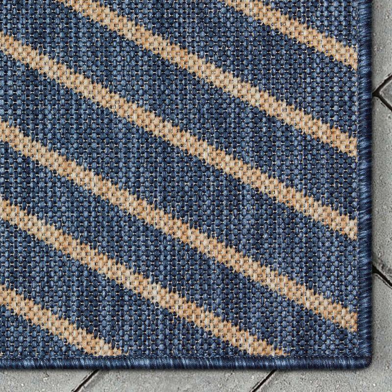 Marshanna Linden Modern Stripes Indoor/Outdoor Blue Flat-Weave Rug