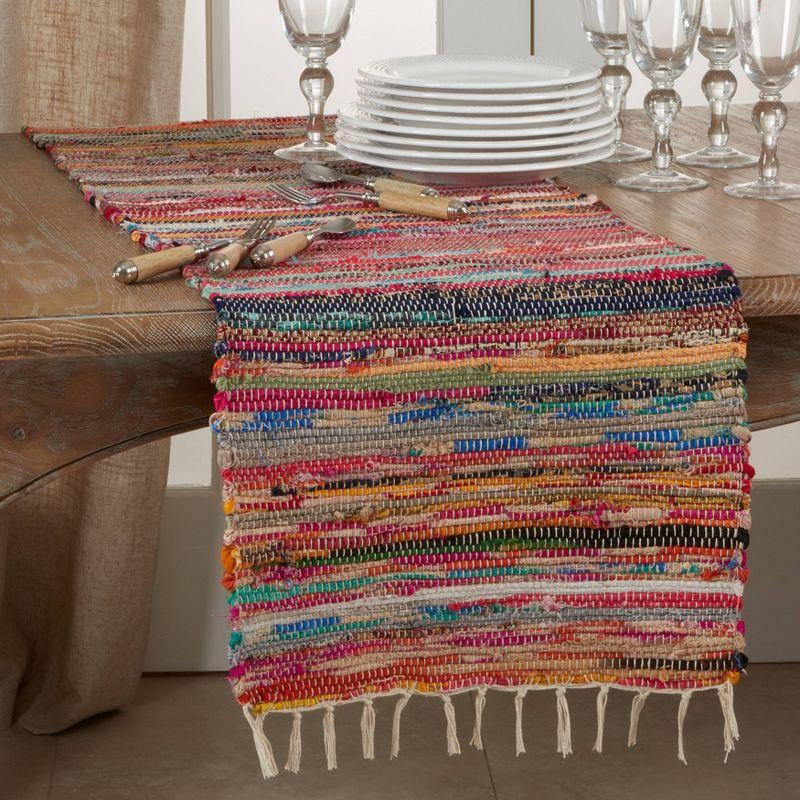 Multi-Colored Chindi Design Cotton Polyester Table Runner