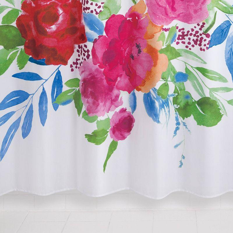 Floral Burst Shower Curtain - Allure Home Creations: Botanical Microfiber Bath Decor, Machine Washable