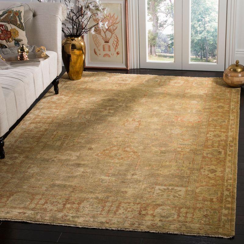 Hand-Knotted Beige and Rust Wool Area Rug 4' x 6'