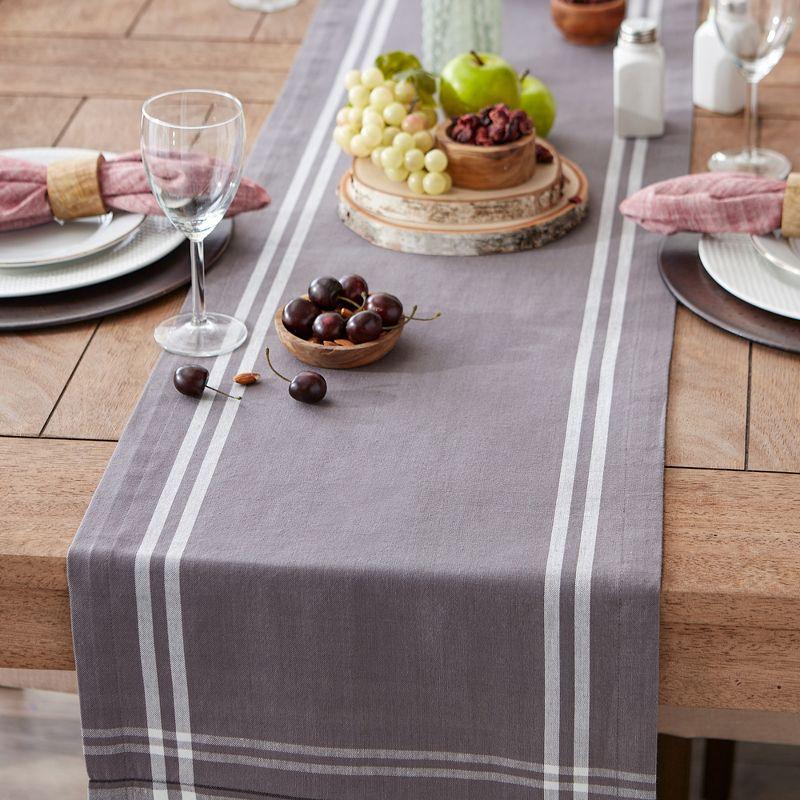 Design Imports  Gray French Stripe Table Runner 14X108