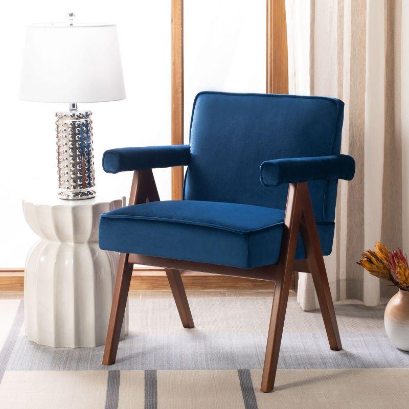 Suri Mid Century Arm Chair - ACH4508 - Navy/Walnut - Safavieh