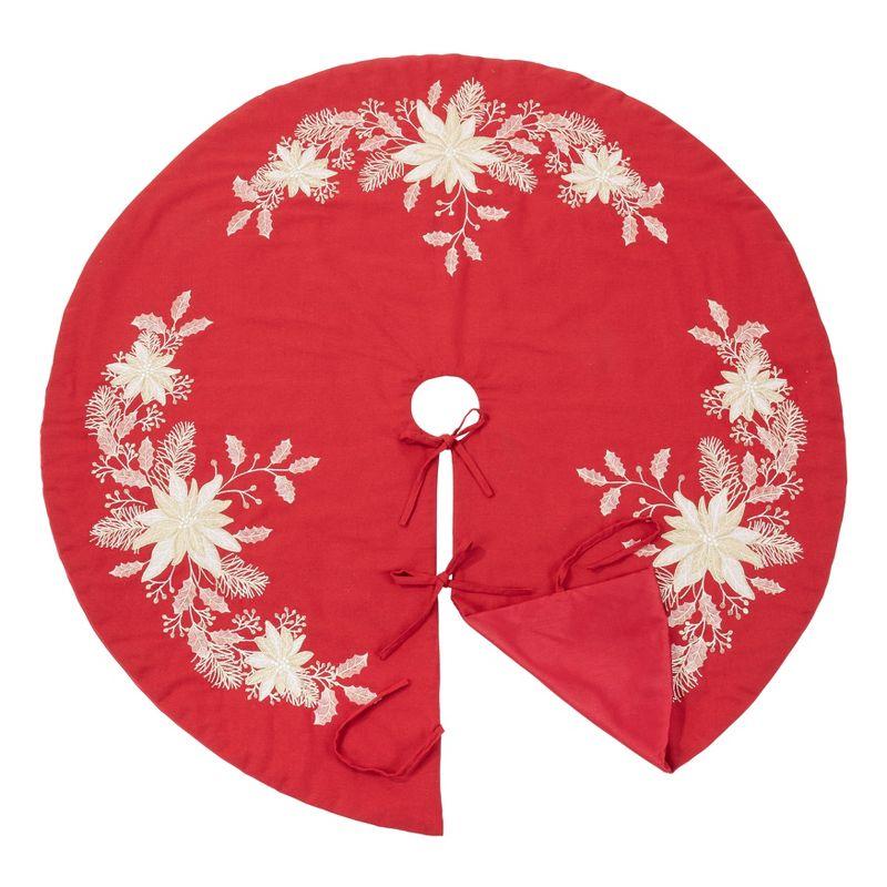 Saro Lifestyle Embroidered Tree Skirt With Holly Design