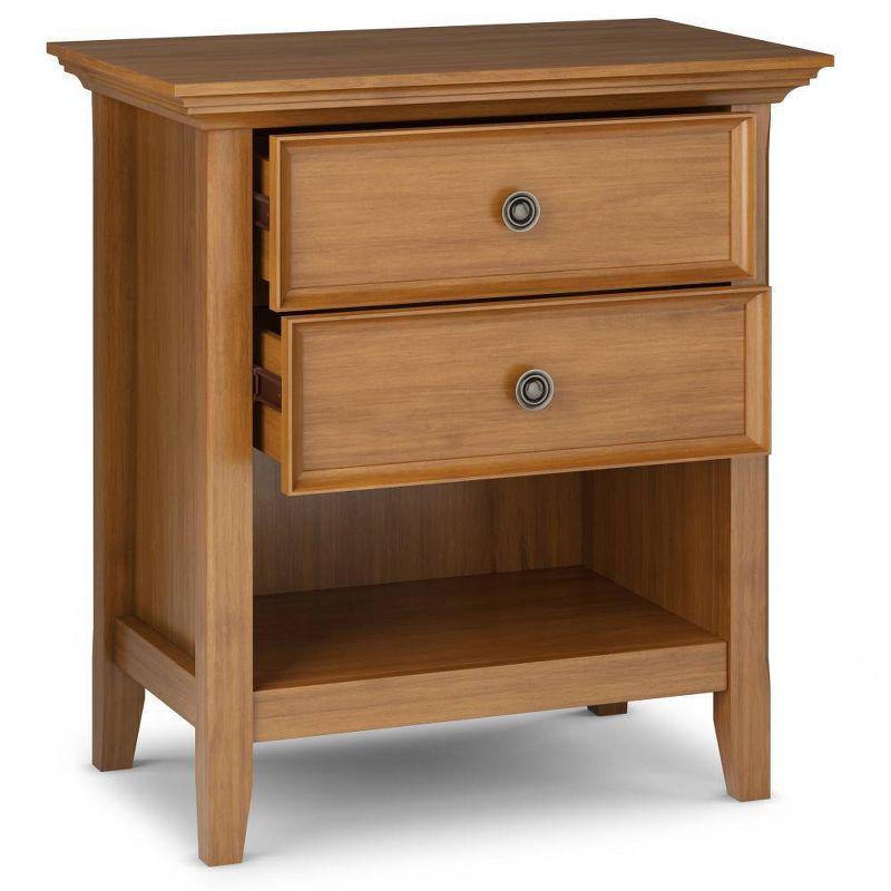 Simpli Home Amherst 24"W 2-Drawer Solid Wood Nightstand with Open Shelf