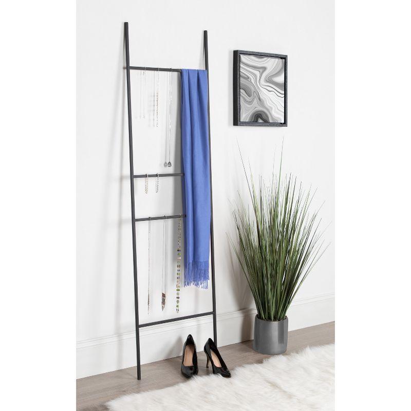 17.75"x67" Poggi Metal Ladder Black - Kate & Laurel All Things Decor: No Assembly, Modern Storage Display