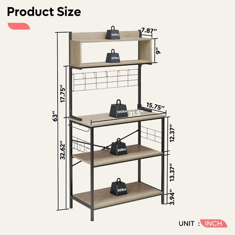 Bestier 5 Tier Microwave Stand, Coffee Bar Table with Storage for Small Space Kitchen