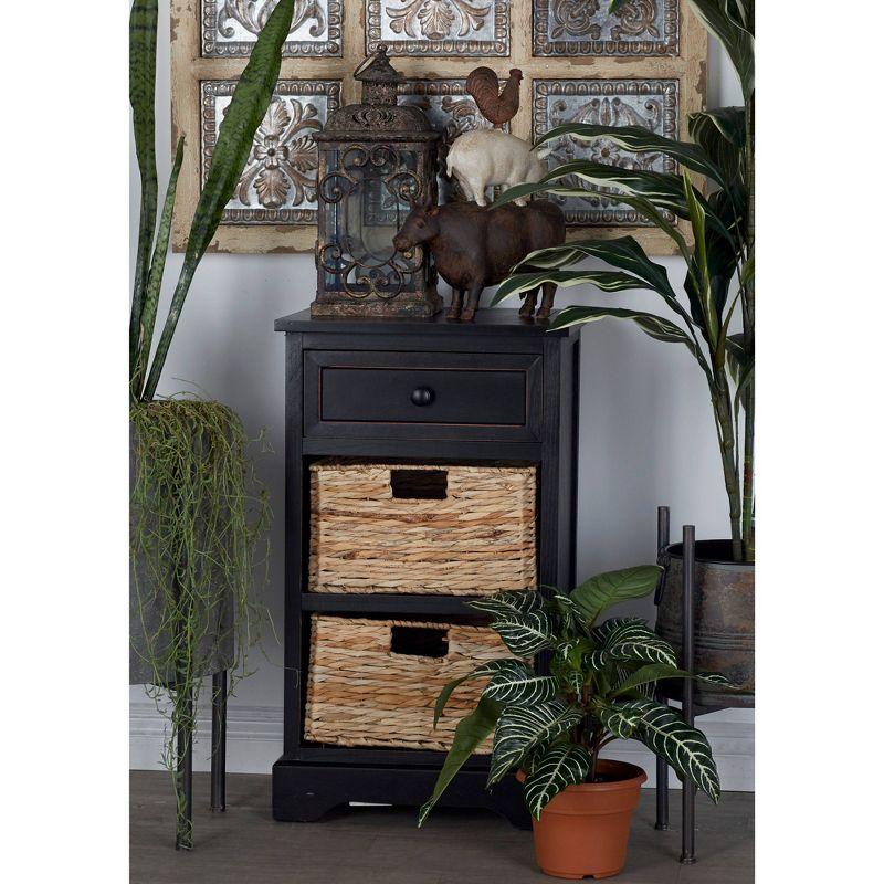 Farmhouse Wooden Chest with Wicker Basket Drawers Black - Olivia & May: No Assembly, Indoor Use, MDF Composite