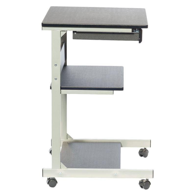 Rolling Laptop Cart with Storage Black - Techni Mobili: Mobile Workstation with Lockable Wheels, MDF Panel