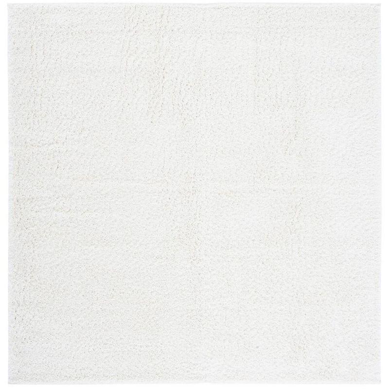 Luxe Ivory Shag 6'7" Square Synthetic Area Rug - Easy Care & Stain-Resistant