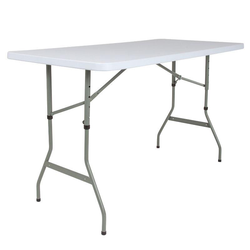 Flash Furniture 4.93-Foot Height Adjustable Granite White Plastic Folding Table