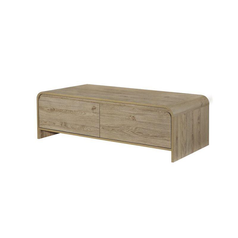 Mara 47" Natural Beige Wood Coffee Table with Storage