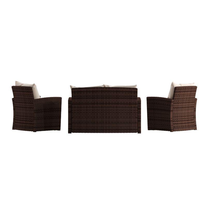 Emma and Oliver 4 Piece Patio Set with Gray Back Pillows & Seat Cushions - Outdoor Seating