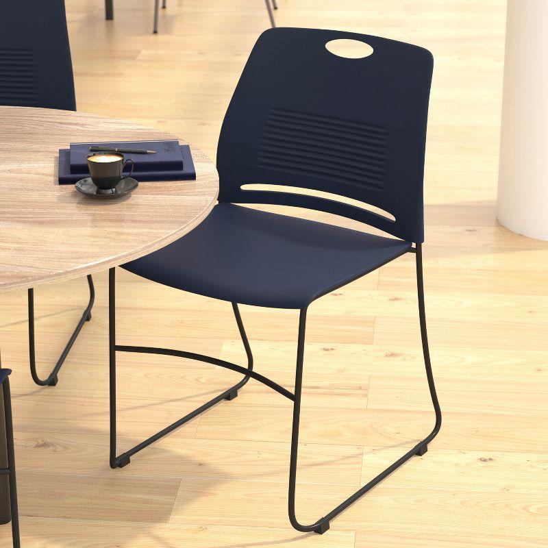 Flash Furniture Hercules Series Commercial Grade 660 LB. Capacity Plastic Stack Chair with Steel Sled Base