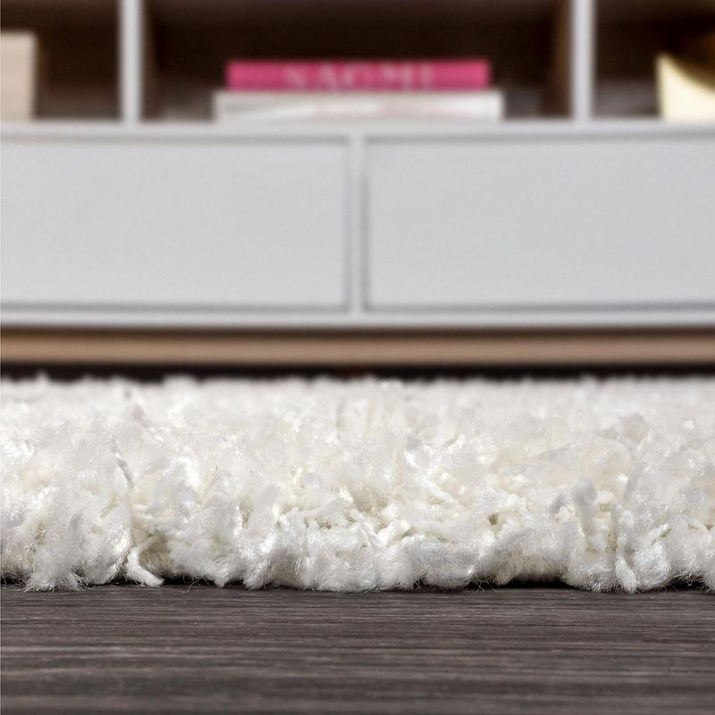 5'x8' Mercer Shag Plush Tassel Moroccan Geometric Trellis Area Rug, Cream/Grey - JONATHAN Y