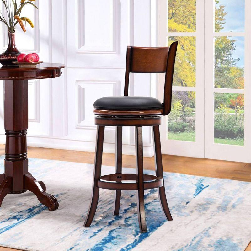 Palmetto 29" Brandy Brown Leather Swivel Counter Height Barstool