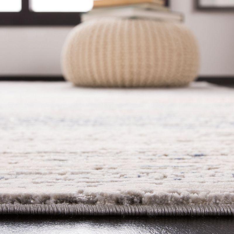 Gray and Cream Abstract Wool Runner Rug