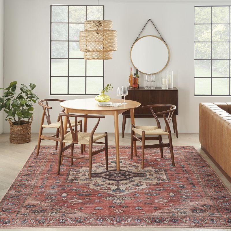 Ivory and Brick 5' x 7' Reversible Flat Woven Synthetic Rug