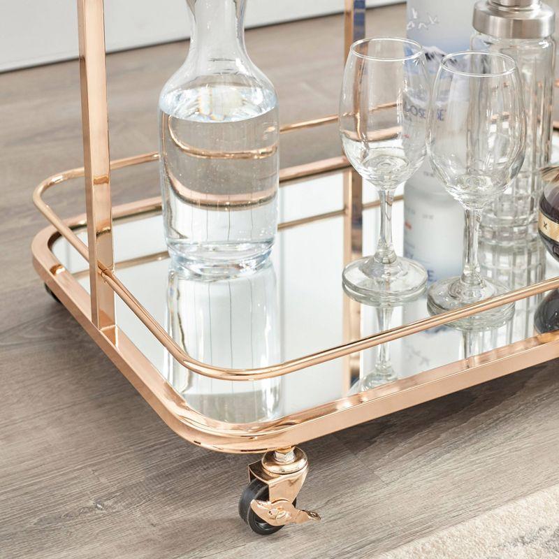 Alcott 3 Tier Bar Cart Bright Gold - angelo:HOME: Luxe Mobile Serving Cart with Glass & Mirrored Shelves