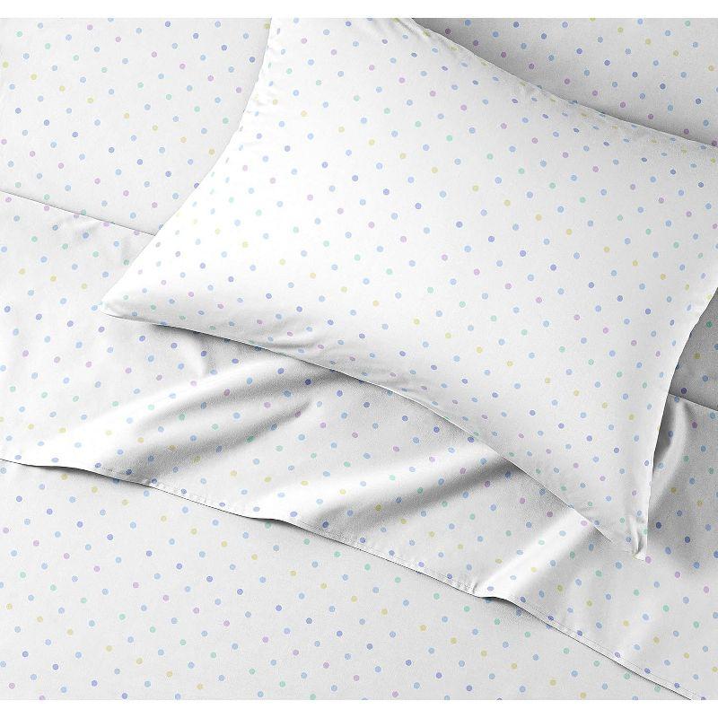 CGK Linens Kids 4 Piece Bed Sheet Set - Cute & Cozy Wrinkle-Resistant with Vibrant Designs in Multicolor Polka Dots, Size Full