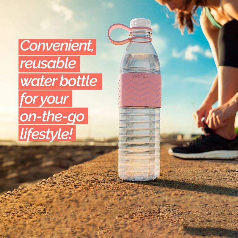 Copco Hydra Sports Water Bottle 20 Ounce Non Slip Sleeve BPA Free Tritan Plastic Reusable - Pink 2510-2298