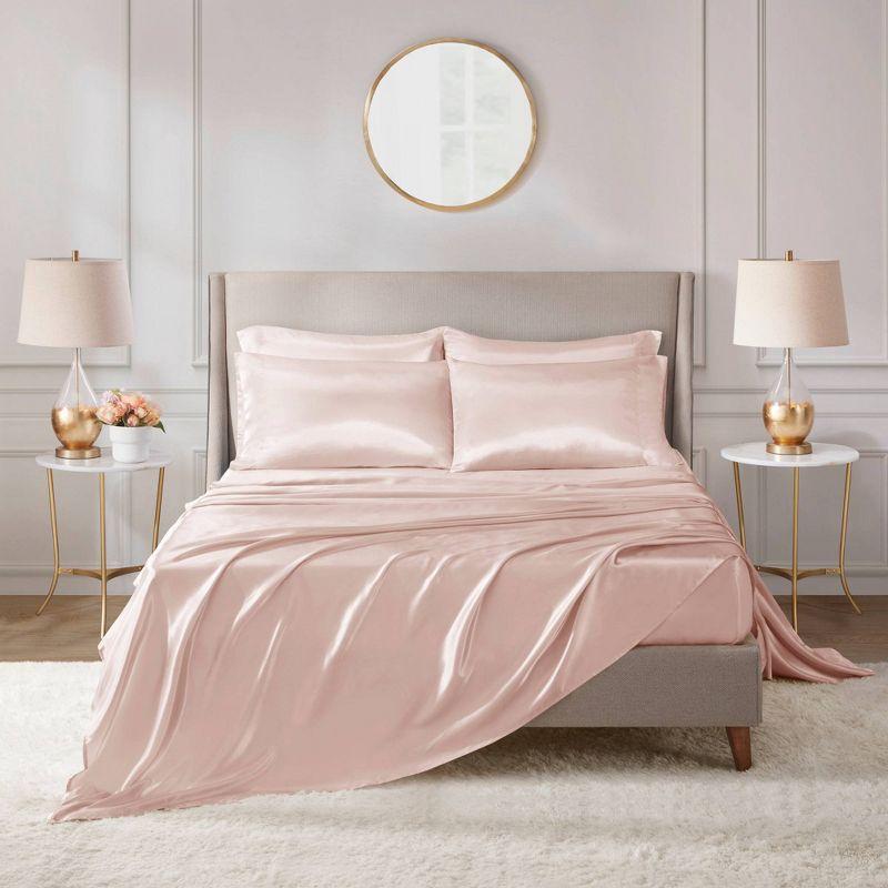 California King Satin Luxury 6pc Sheet Set Blush