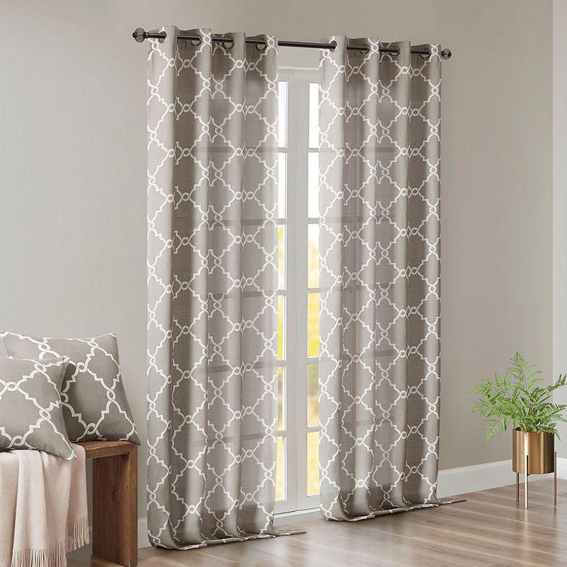 Madison Park Fretwork Print Grommet Top Single Window Curtain Panel