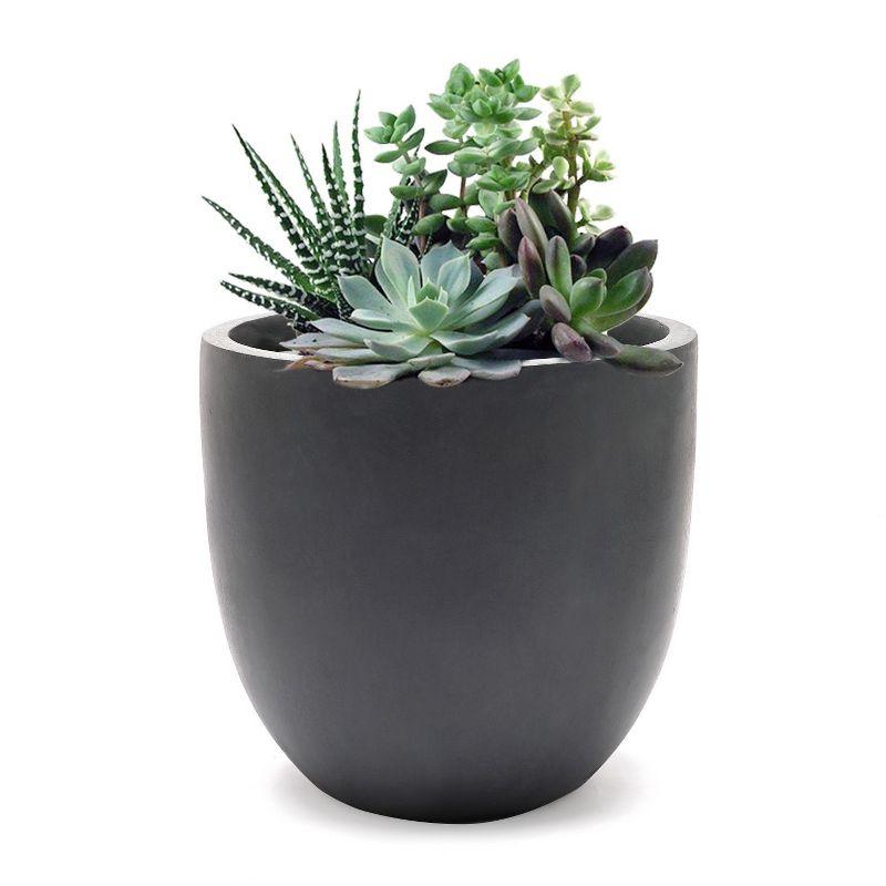 LuxenHome Round Tapered 9.2" H House Planter, Indoor/Outdoor Gray