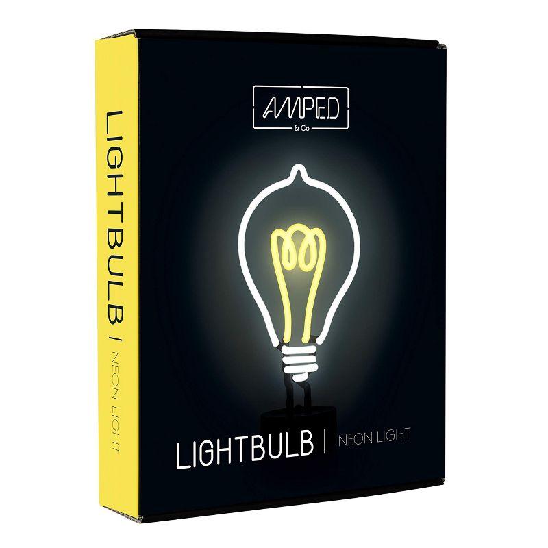 Amped & Co Lightbulb Neon Desk Light, White