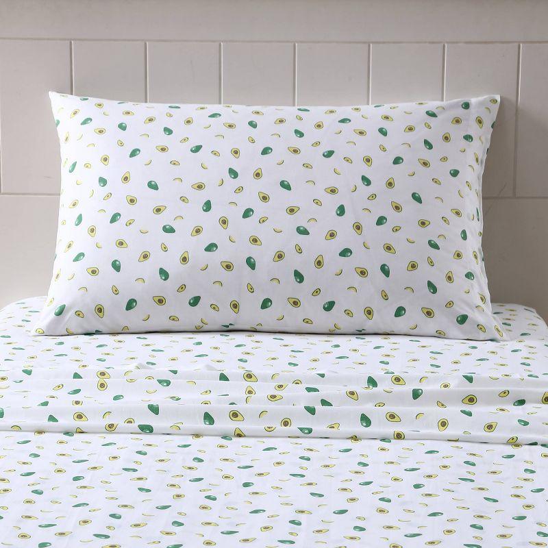 Full Printed Pattern Percale Cotton Sheet Set Avocado - Poppy & Fritz