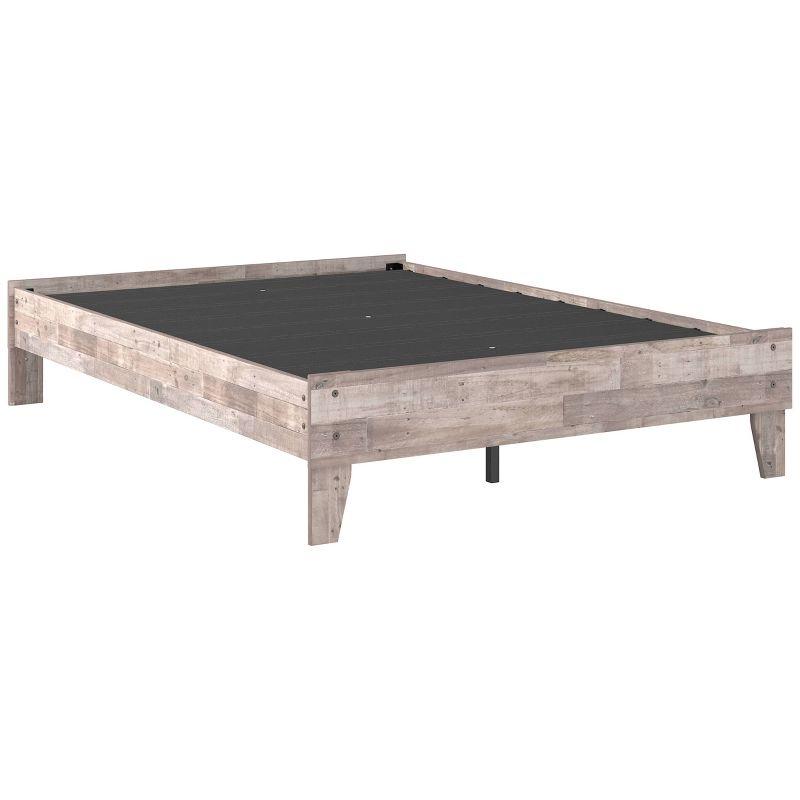Full Neillsville Platform Bed Whitewash - Signature Design by Ashley: Wood Frame, No Box Spring Needed