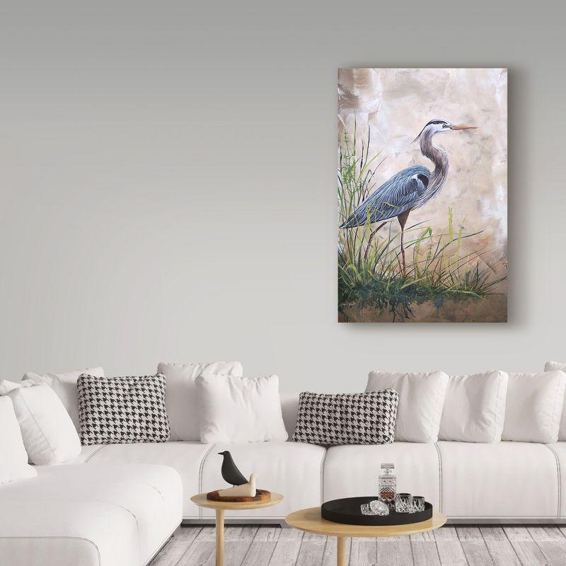 Trademark Fine Art - Jean Plout Heron In The Reeds Matted Framed Art