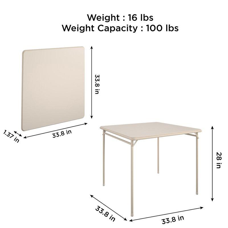 COSCO 34" Square Folding Vinyl Top Card Table, Antique Linen
