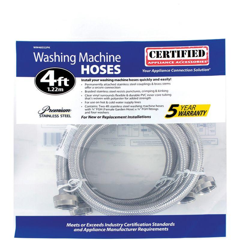 Certified Appliance Accessories® 2-Pack Braided Stainless Steel Washing Machine Hoses