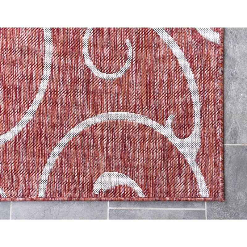 Unique Loom 4' 1 x 6' 1 Rectangle Indoor/Outdoor Botanical Rust Red Area Rug