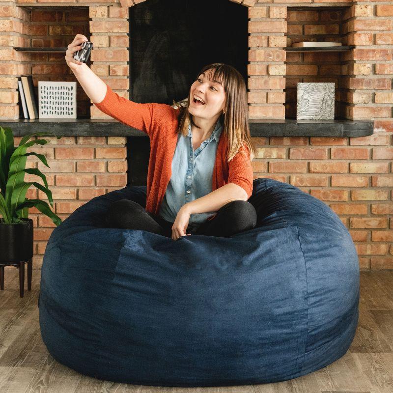 Big Joe Large 4 Foot Foam Filled Bean Bag Chair with Soft Removeable Cover