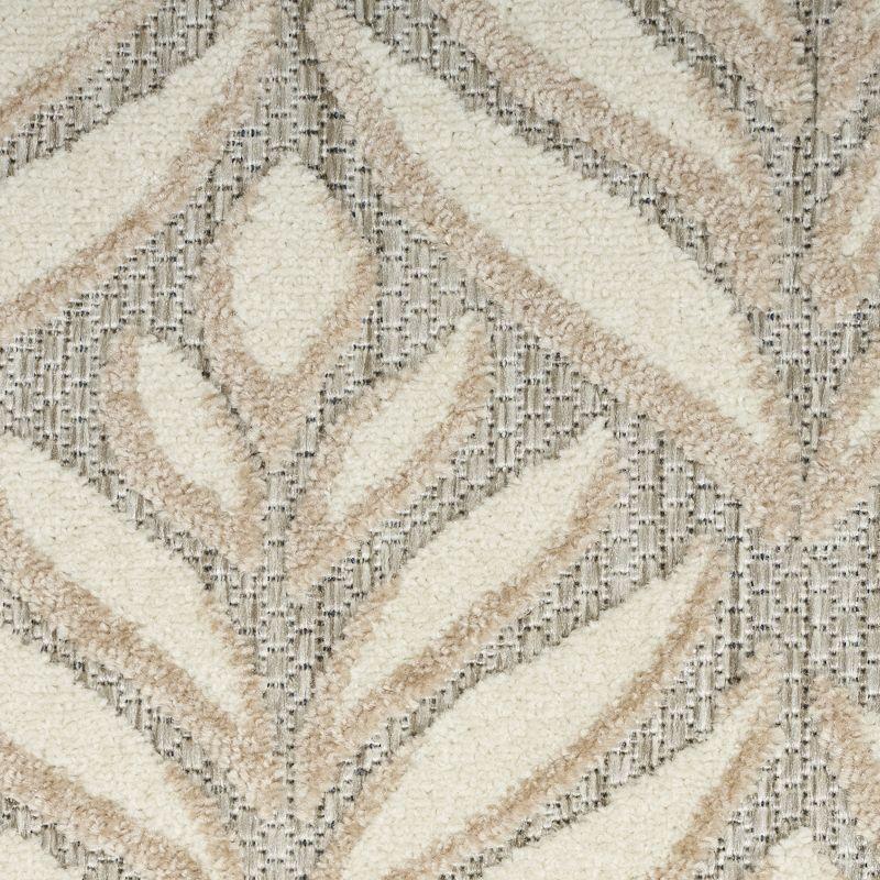 Nourison Aloha Tropical Palm Flatweave High-Low Indoor Outdoor Area Rug Ivory Grey 3'6" x 5'6"