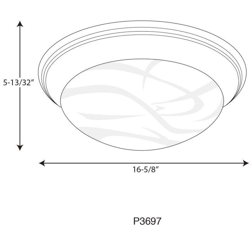 Progress Lighting Canyon Ridge 3-Light Flush Mount, Brushed Nickel, Etched Alabaster Glass