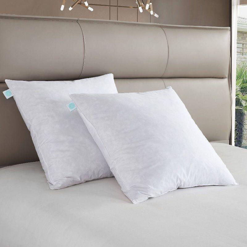 Euro 2pk Firm Feather Down Bed Pillow - Martha Stewart: 233 Thread Count, 100% Cotton, 26x26 Universal Sleeper