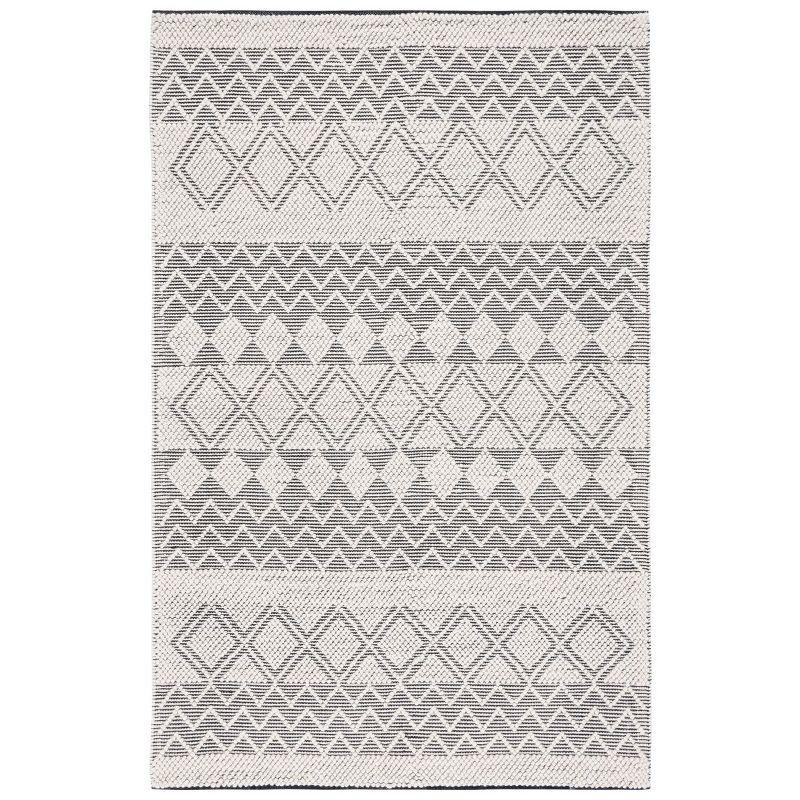 Black and Ivory Hand Tufted Wool 3' x 5' Area Rug