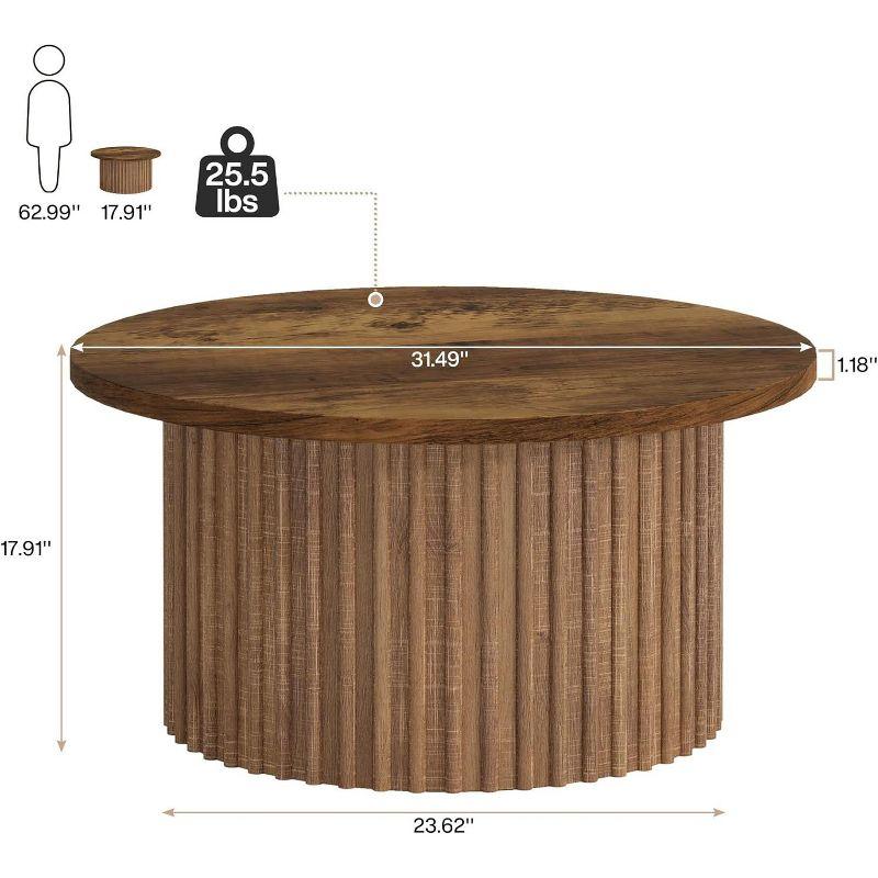 Resenkos Center Coffee Table, Living Room Table,31.5" Coffee Table, Farmhouse Circle Center Table Sofa Side Table Brown