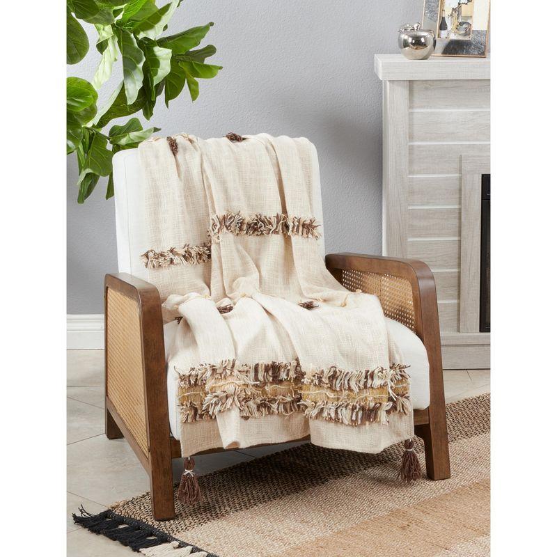 Ivory Cotton Tassel & Fringe Throw Blanket