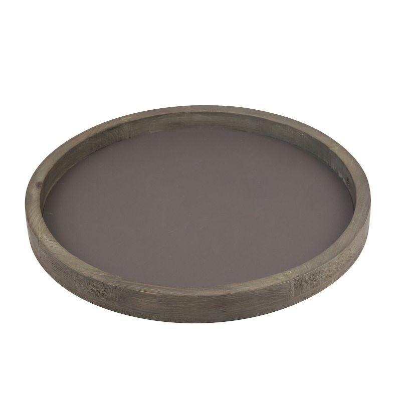 11.8" Rustic Round Wood Tray Brown - Stonebriar Collection