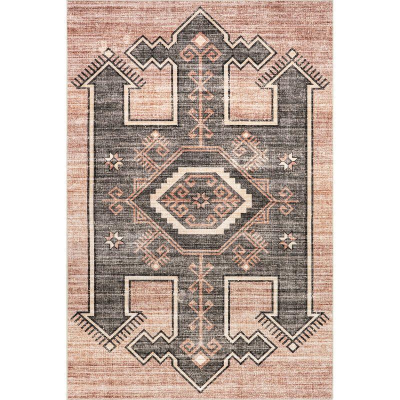 Lauren Liess Sagebrush Blush Geometric Washable Synthetic Area Rug 4' x 6'