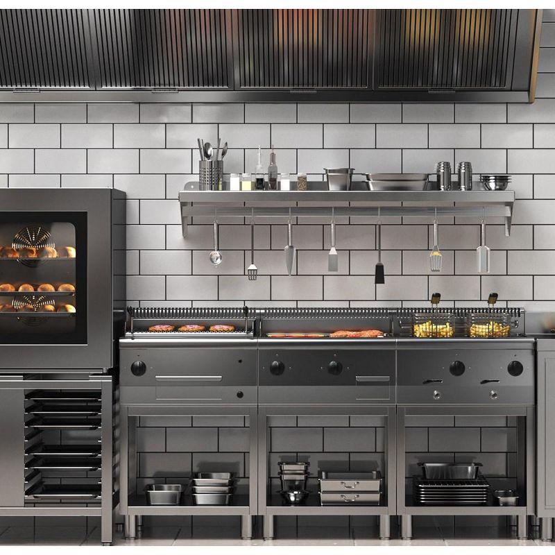 Whizmax Metal Storage Rack with Backplash for Kitchen,12" x 60" Stainless Steel Wall Mount Shelf with 5 Hooks