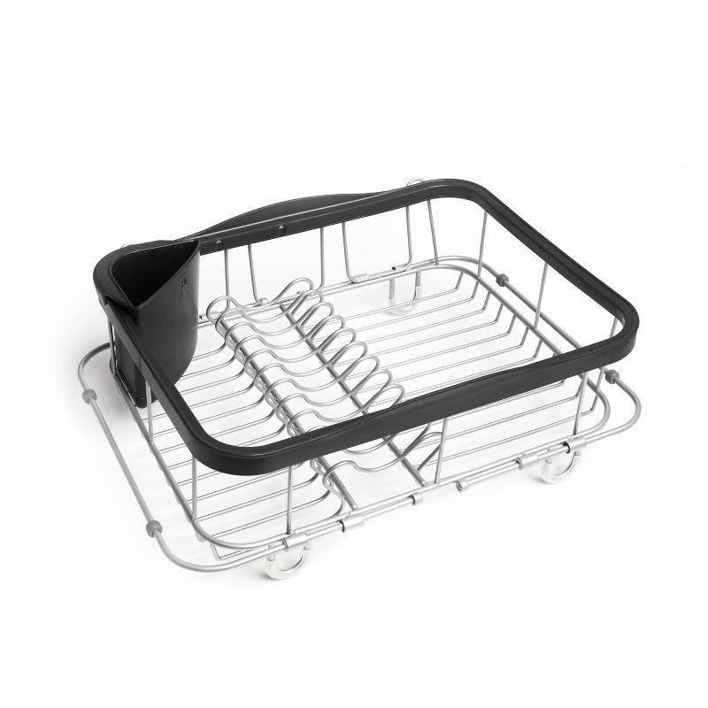 Black and Nickel Metal Dish Rack with Utensil Cup