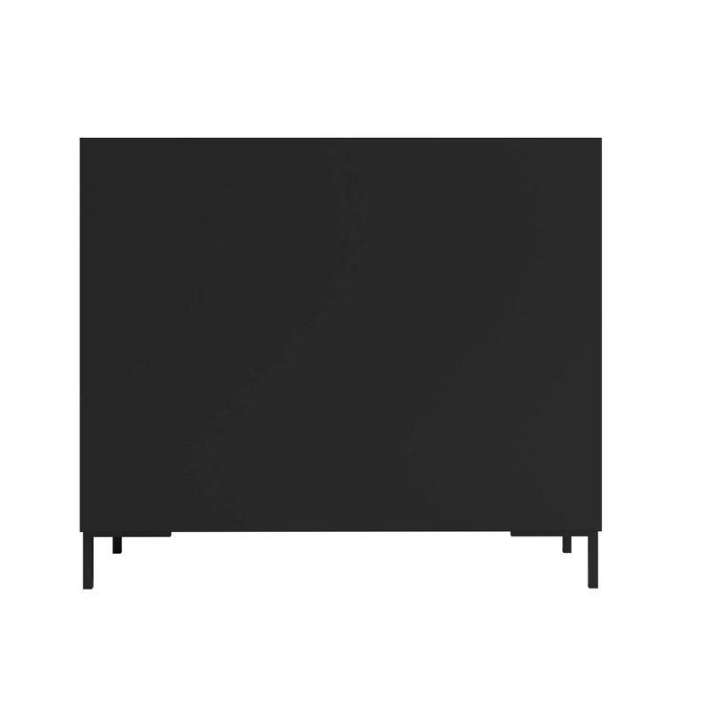Manhattan Comfort Bogardus Mid - Century Modern 4 Shelf Accent Cabinet Black: Painted Particle Board, Fixed Shelves, Anti-Tip Hardware