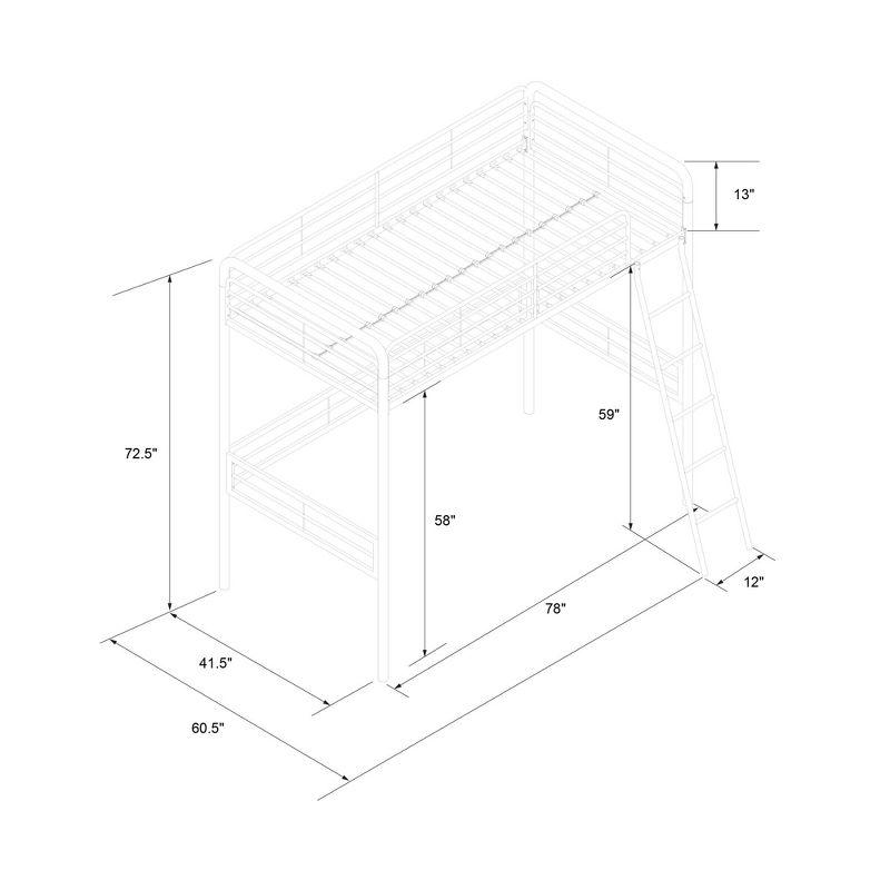 DHP Tommy Twin Metal Loft Bed