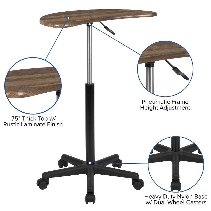 Flash Furniture Rustic Walnut Sit to Stand Mobile Laptop Computer Desk