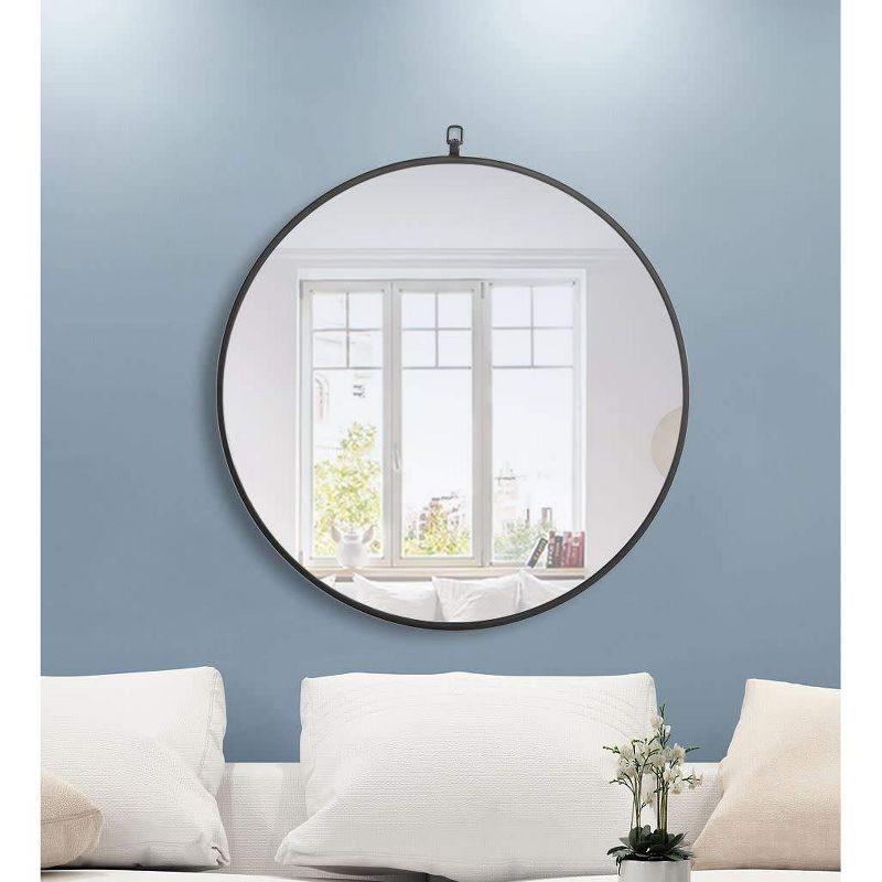 Cassie Metal/Manufactured Wood Round Wall Mirror